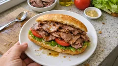 Sándwich de cuete al horno con vino tinto: jugoso, rendidor y fácil de rebanar