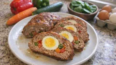 Asado alemán al horno: pastel de carne jugoso con verduras y huevo cocido